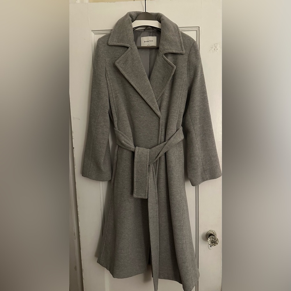 Babaton Gray Belted Coat
